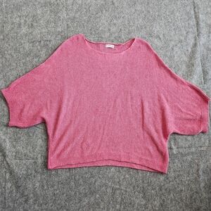 Cadenza Italy Cashmere Wool Blend Kimono Sleeve Top Women's One Size Pink Knit